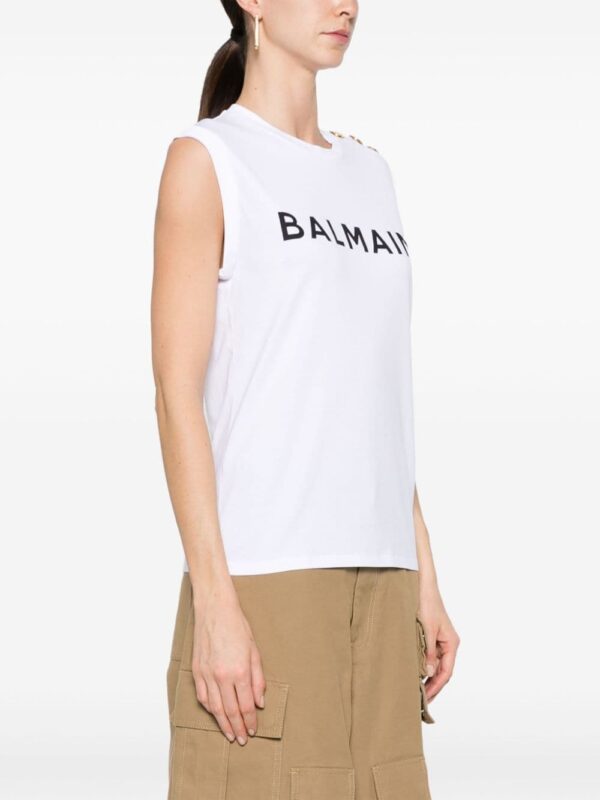 Balmain logo-print cotton top - Image 3