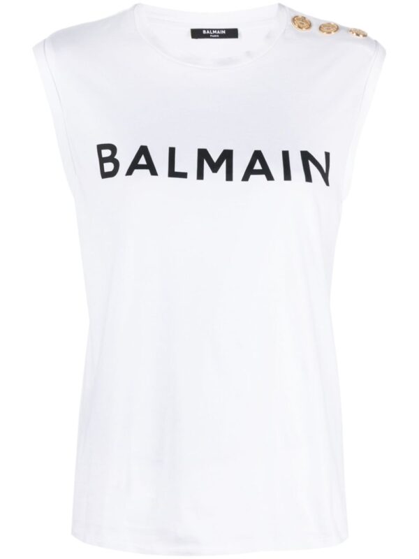Balmain logo-print cotton top