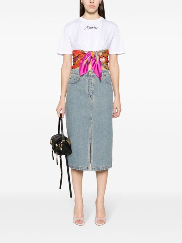 Moschino  Teddy Bear-button denim midi skirt - Image 2