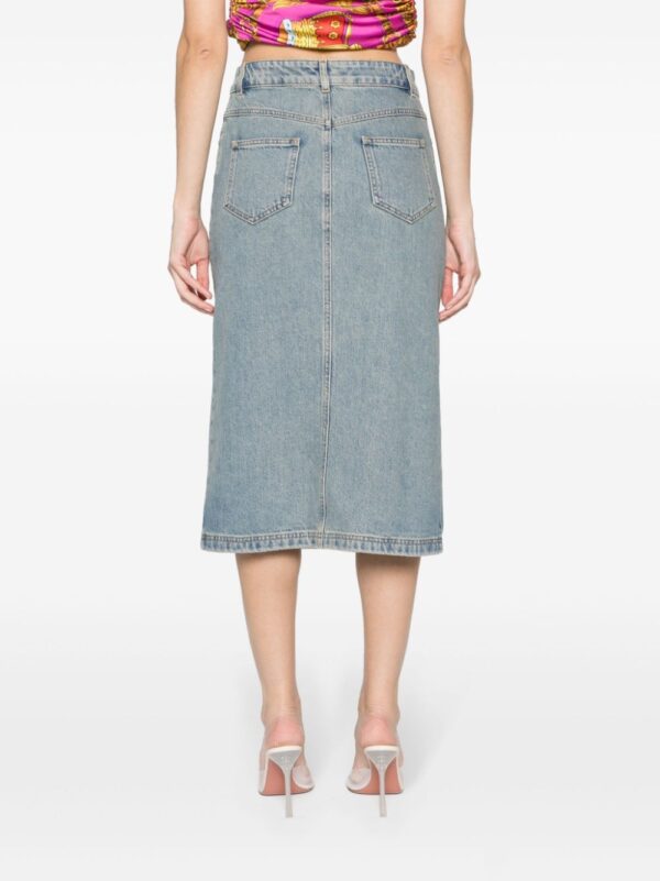 Moschino  Teddy Bear-button denim midi skirt - Image 4