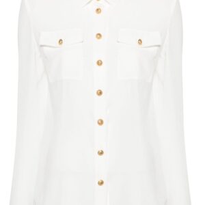 Balmain embossed-buttons silk shirt