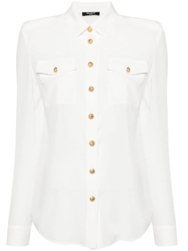 Balmain embossed-buttons silk shirt