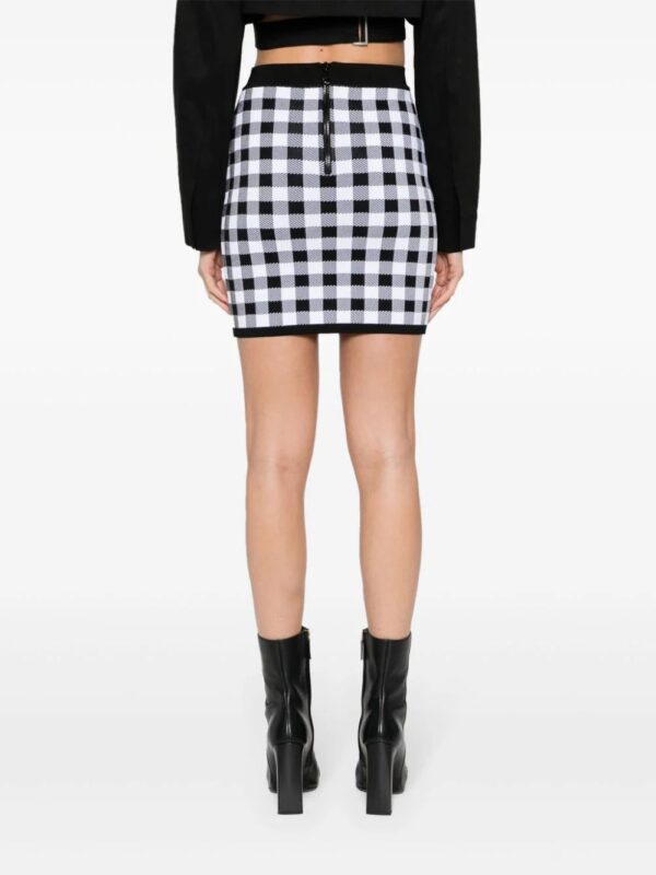 Balmain  buttoned gingham knitted miniskirt - Image 4