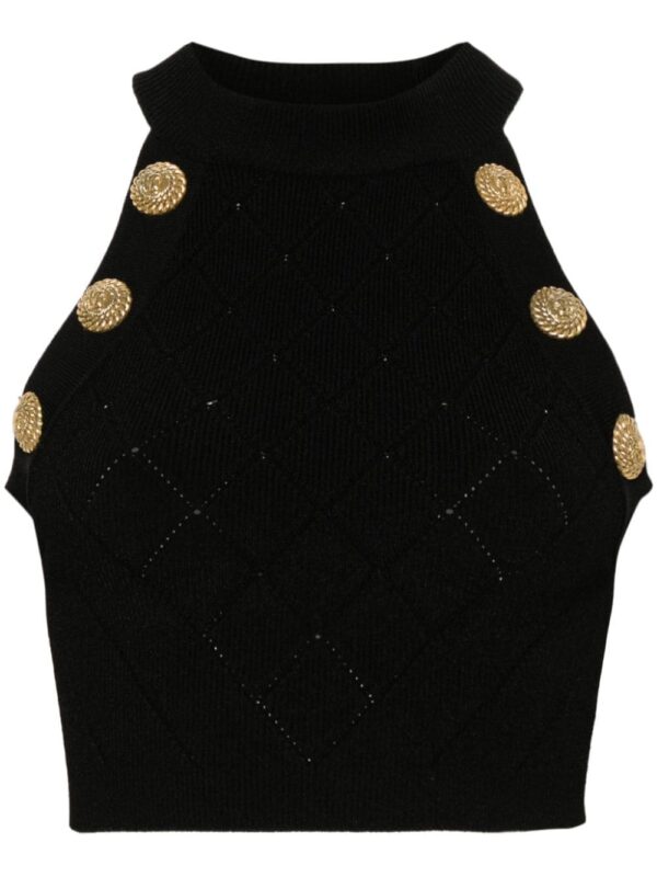 Balmain embossed buttons cropped top