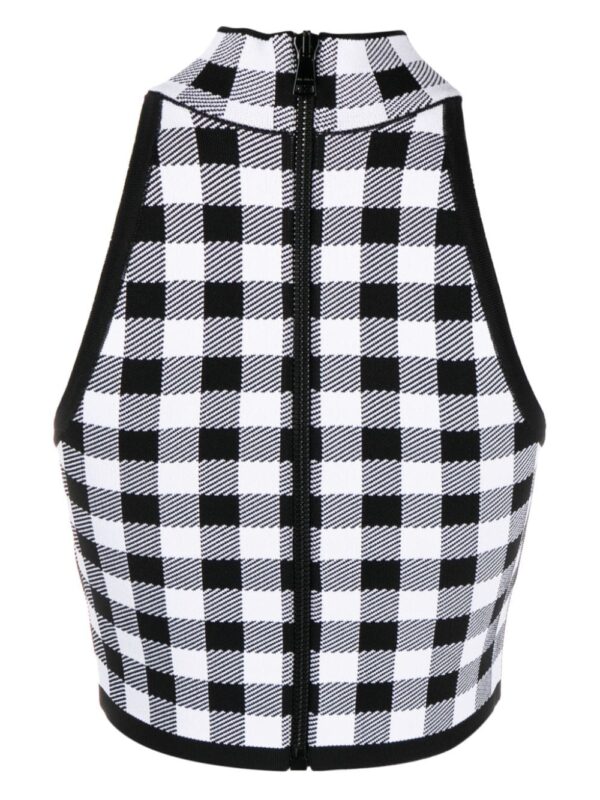 Balmain  check-pattern knitted crop top - Image 2