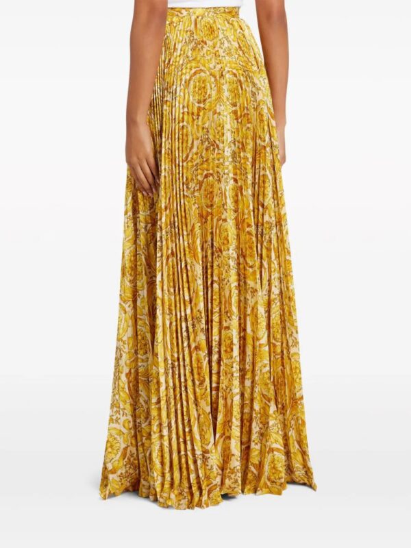 Versace  Barocco-print pleated satin skirt - Image 4