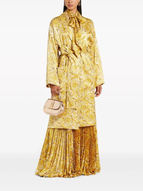 Versace  Barocco-print pleated satin skirt - Image 2