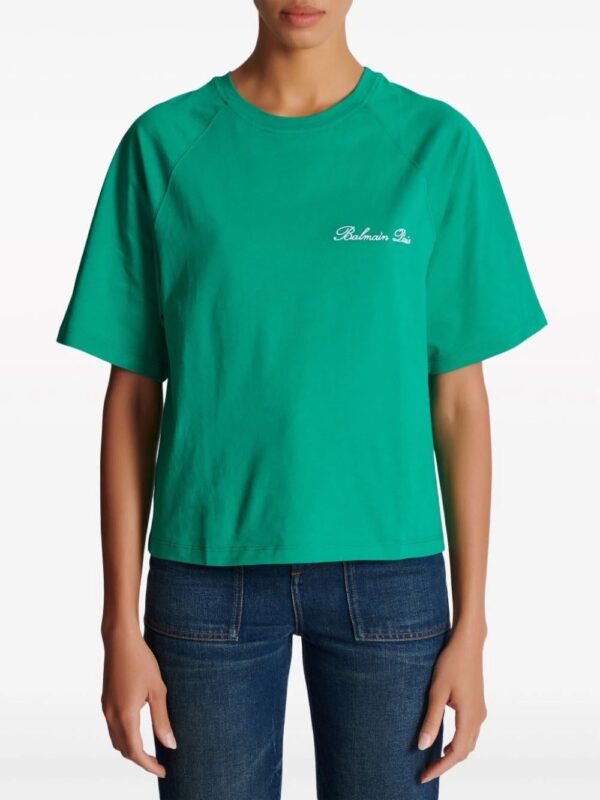 Balmain  Signature-embroidered cropped T-shirt - Image 4