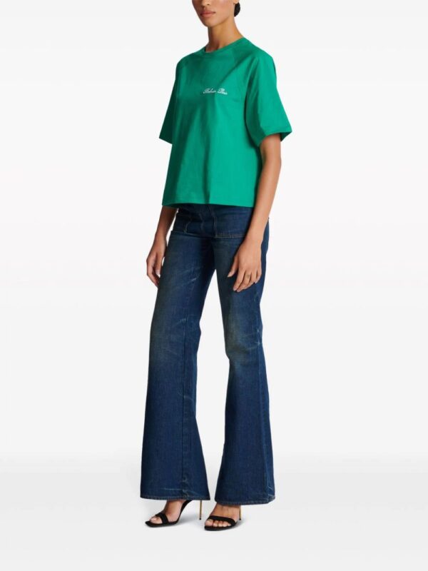 Balmain  Signature-embroidered cropped T-shirt - Image 3