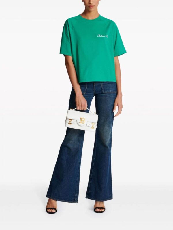 Balmain  Signature-embroidered cropped T-shirt - Image 2
