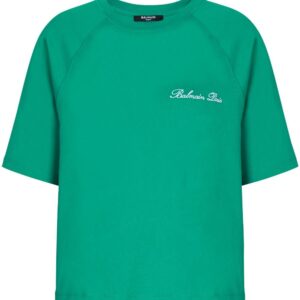 Balmain Signature-embroidered cropped T-shirt