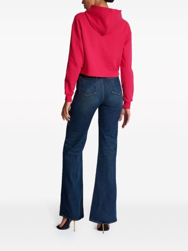 Balmain logo-flocked cropped hoodie - Image 5