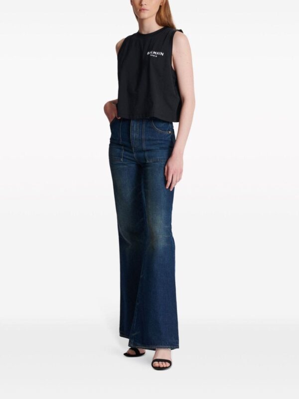 Balmain logo-flocked cotton top - Image 3