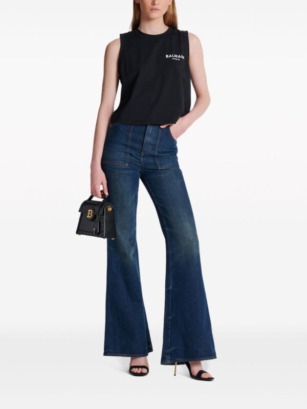 Balmain logo-flocked cotton top - Image 2
