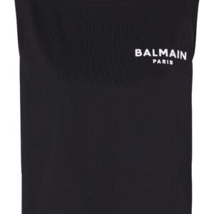 Balmain logo-flocked cotton top