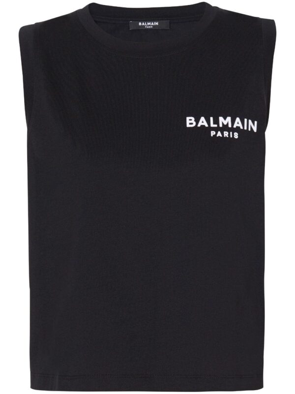 Balmain logo-flocked cotton top