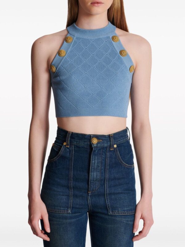 Balmain 6-Button knitted crop top - Image 4