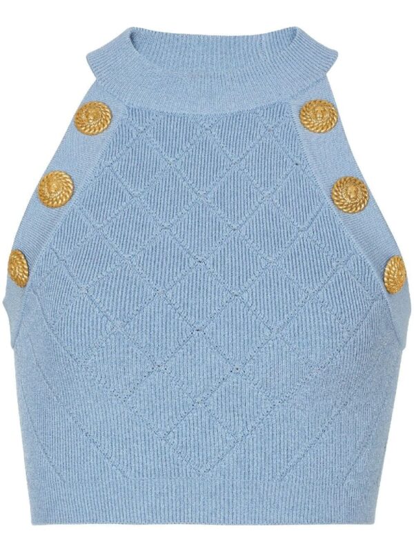 Balmain 6-Button knitted crop top