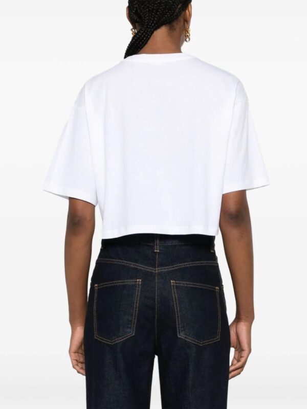 Balmain  logo-appliqué cropped T-shirt - Image 4