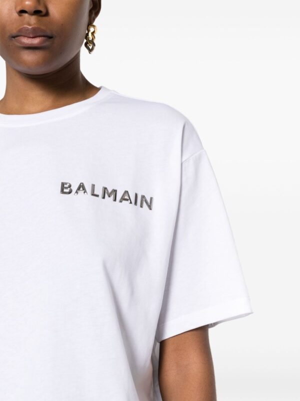Balmain logo-appliqué cropped T-shirt - Image 5