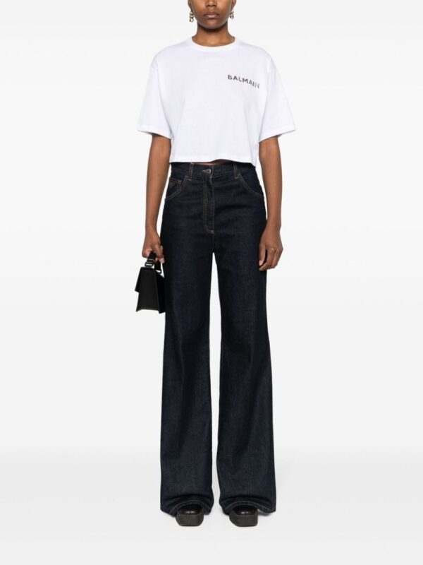 Balmain logo-appliqué cropped T-shirt - Image 2