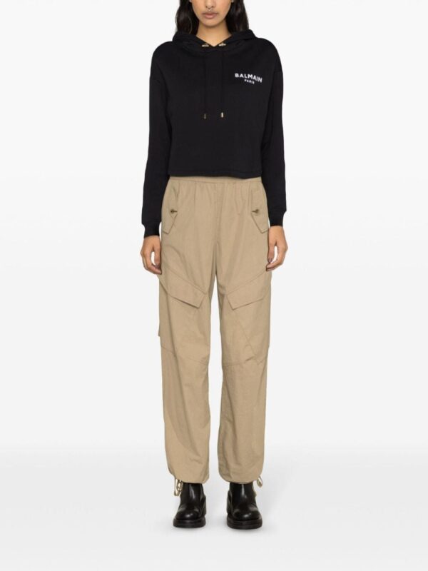 Balmain logo-appliqué cotton hoodie - Image 2