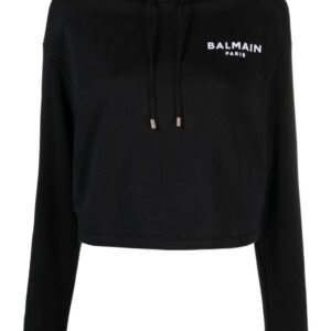 Balmain logo-appliqué cotton hoodie