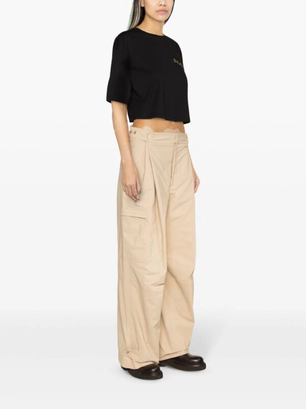 Balmain  logo-appliqué cropped T-shirt - Image 3