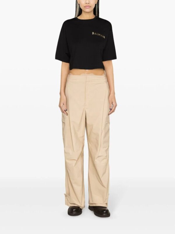 Balmain  logo-appliqué cropped T-shirt - Image 2
