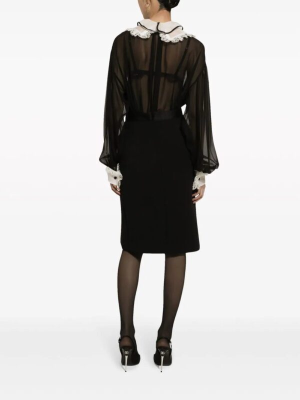Dolce & Gabbana  bib-collar silk-blend shirt - Image 4