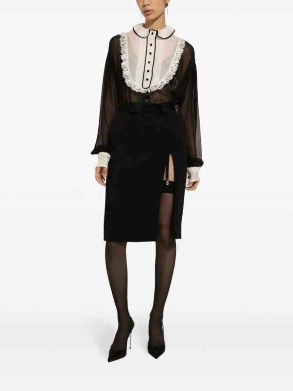 Dolce & Gabbana  bib-collar silk-blend shirt - Image 3