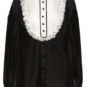 Dolce & Gabbana  bib-collar silk-blend shirt