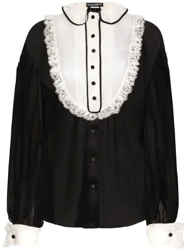 Dolce & Gabbana  bib-collar silk-blend shirt