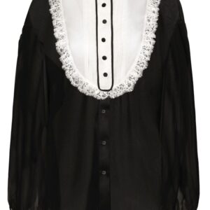 Dolce & Gabbana bib-collar silk-blend shirt