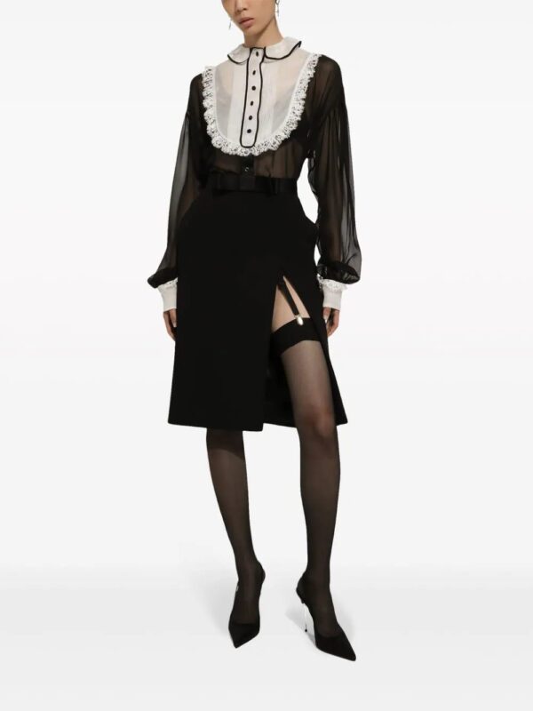 Dolce & Gabbana  bib-collar silk-blend shirt - Image 2