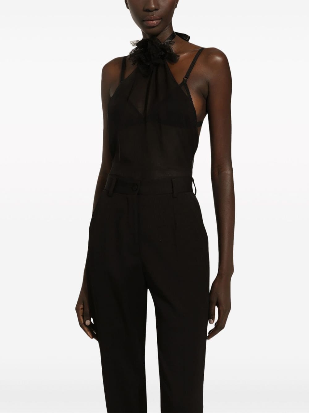 Dolce & Gabbana floral-appliqué silk scarf top - Image 5