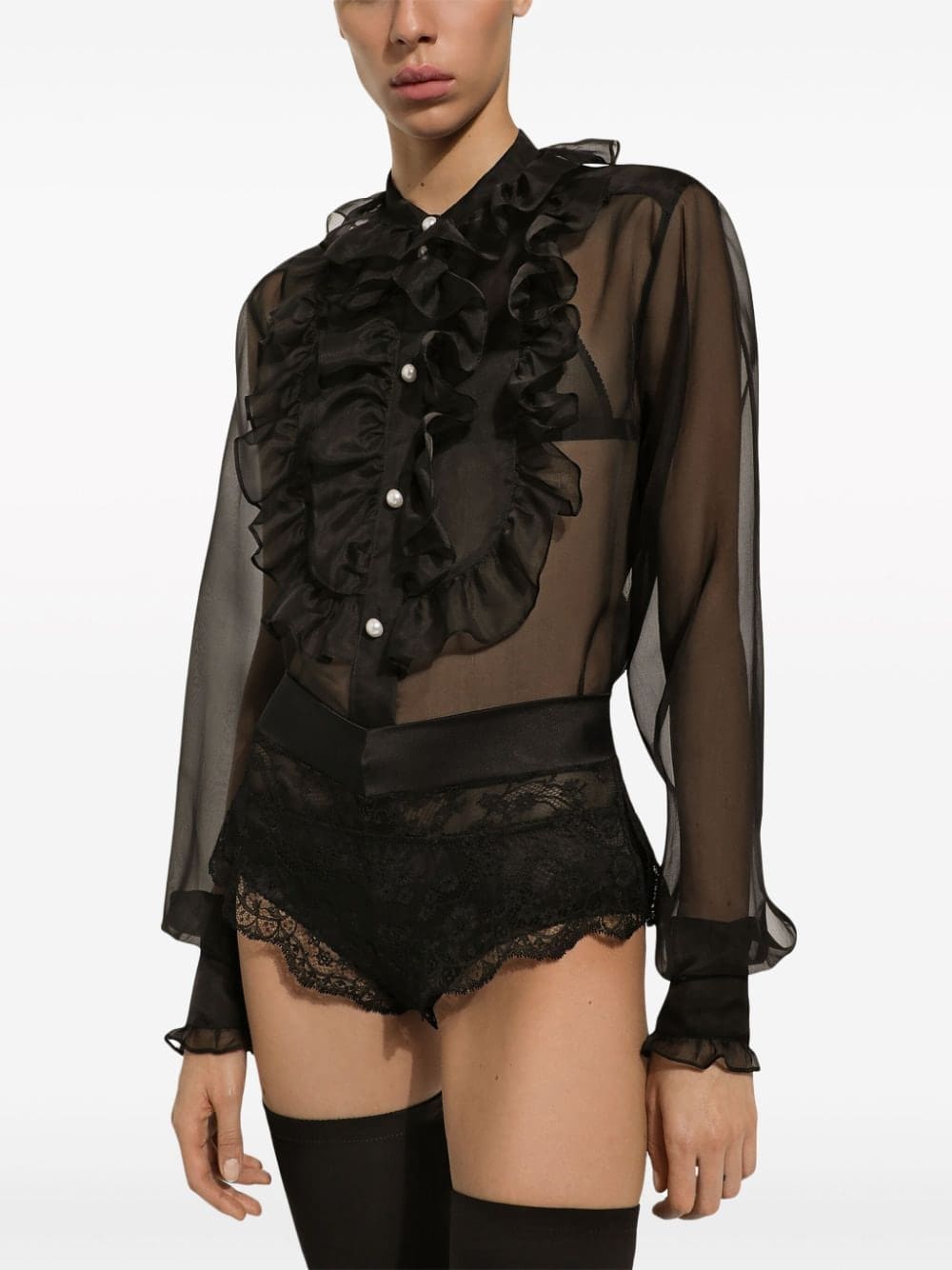 Dolce & Gabbana frilled-detail silk blouse - Image 5