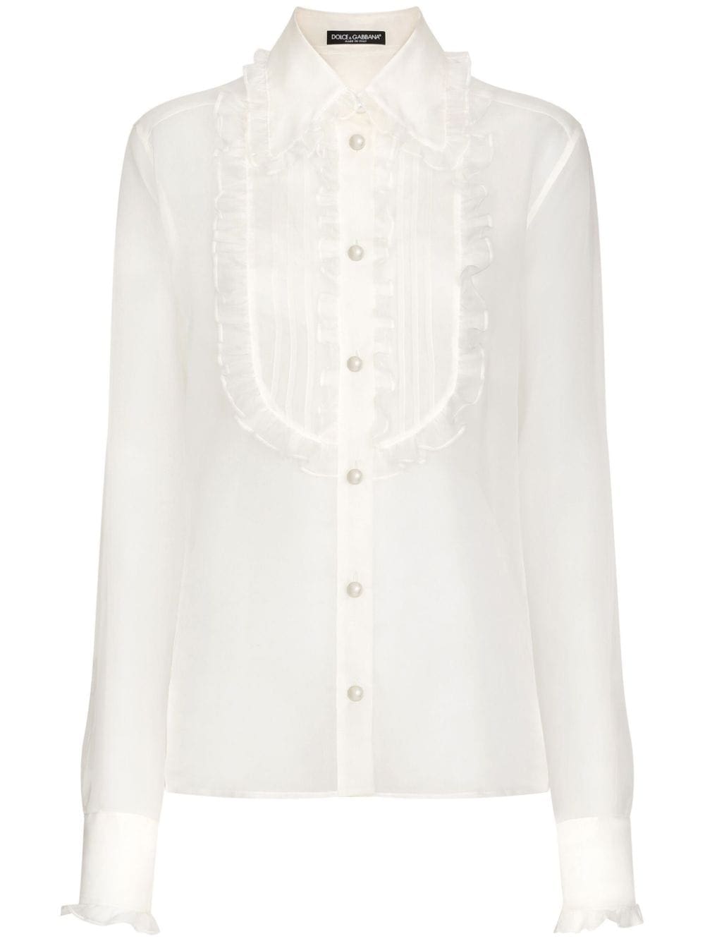 Dolce & Gabbana ruffled sheer cotton blouse