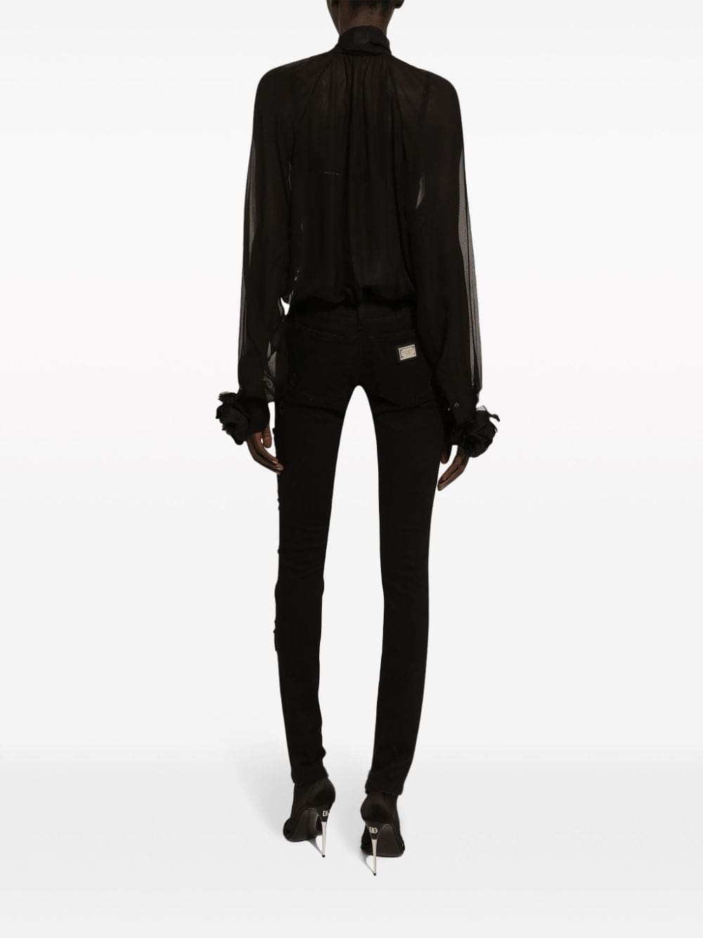 Dolce & Gabbana floral-appliqué cotton blouse - Image 4