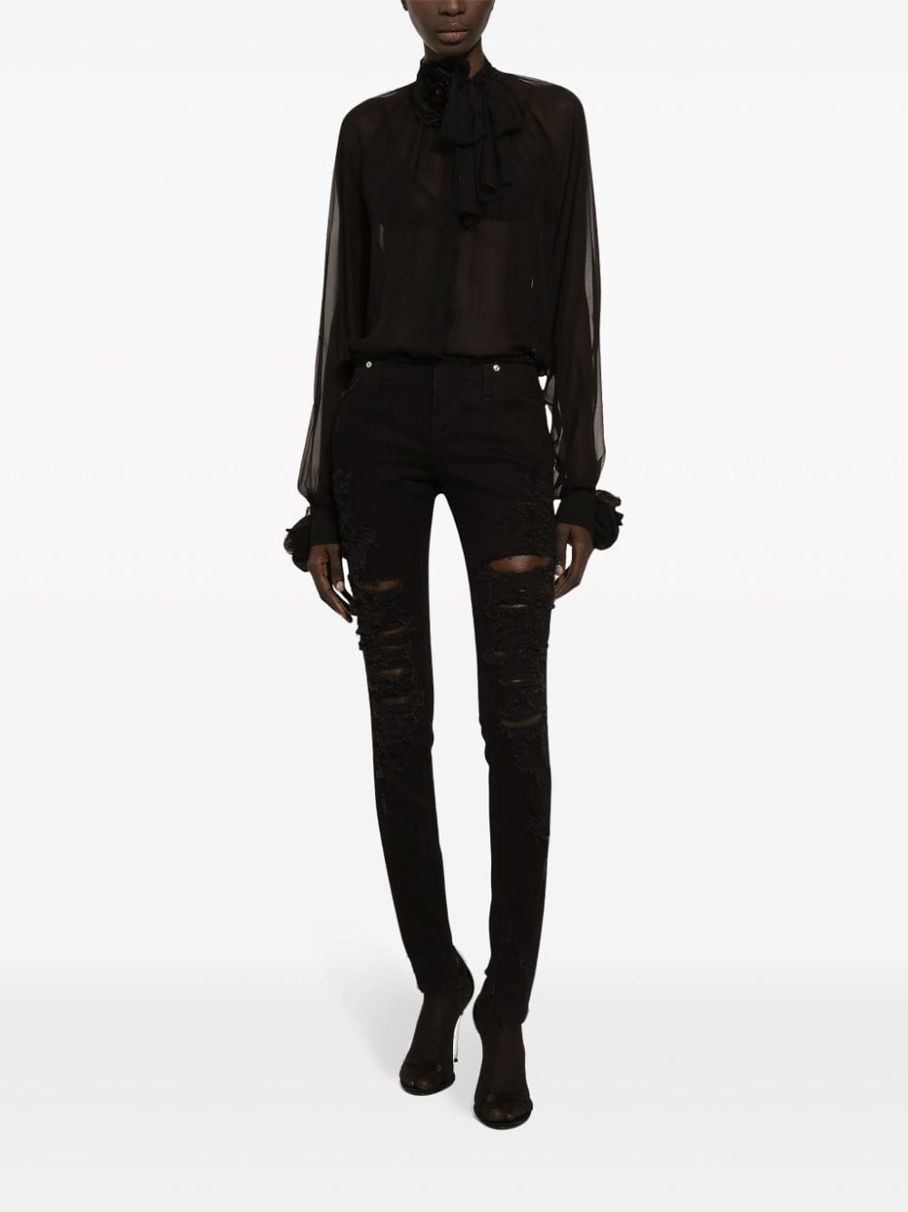 Dolce & Gabbana floral-appliqué cotton blouse - Image 3