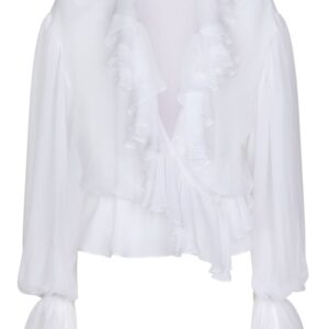 Dolce & Gabbana ruffled-trim silk cropped blouse