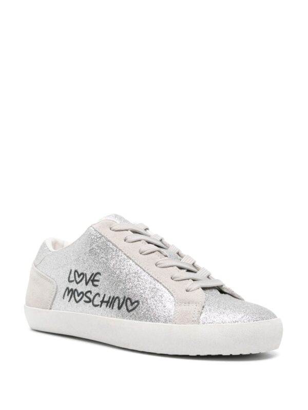 Love Moschino logo-print glitter sneakers - Image 2