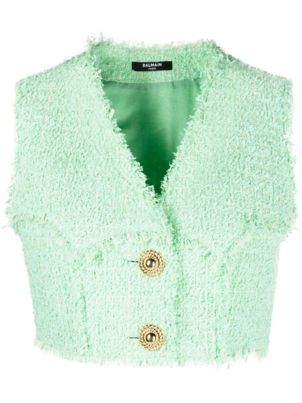 Balmain  tweed cropped vest