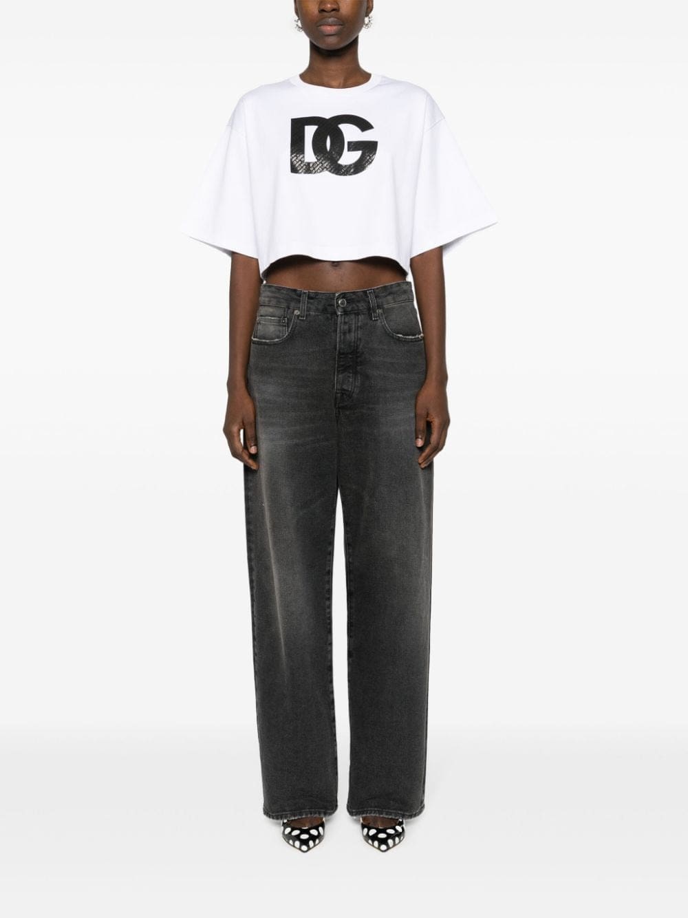 Dolce & Gabbana logo-print cropped T-shirt - Image 2
