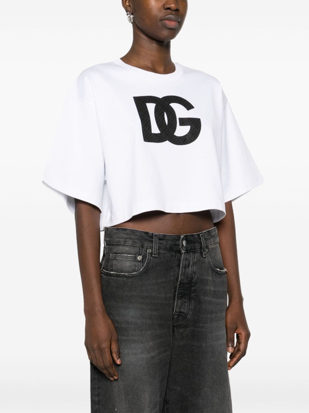Dolce & Gabbana logo-print cropped T-shirt - Image 3