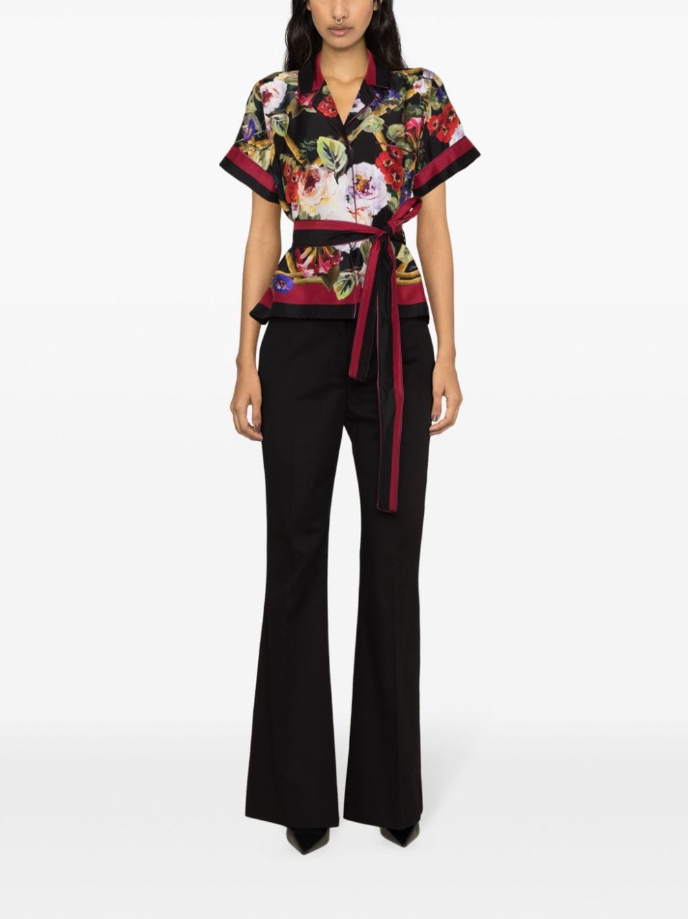 Dolce & Gabbana floral-print belted silk shirt - Image 2
