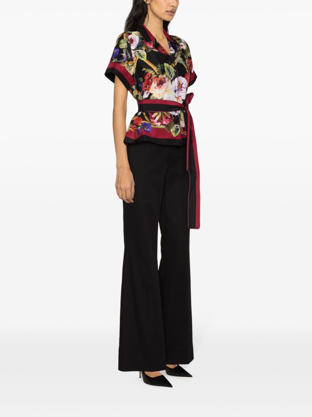 Dolce & Gabbana floral-print belted silk shirt - Image 3