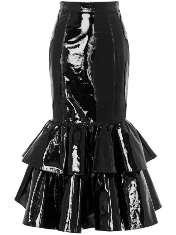 Moschino  ruffled leather skirt