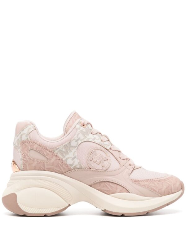 Michael Kors Zuma gold-tone logo-plaque leather sneakers