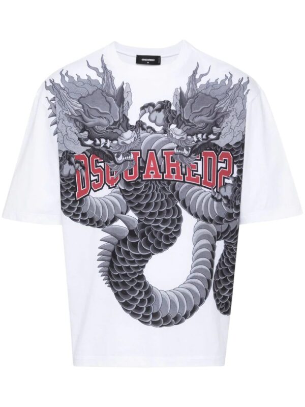 DSQUARED2  dragon-print cotton T-shirt